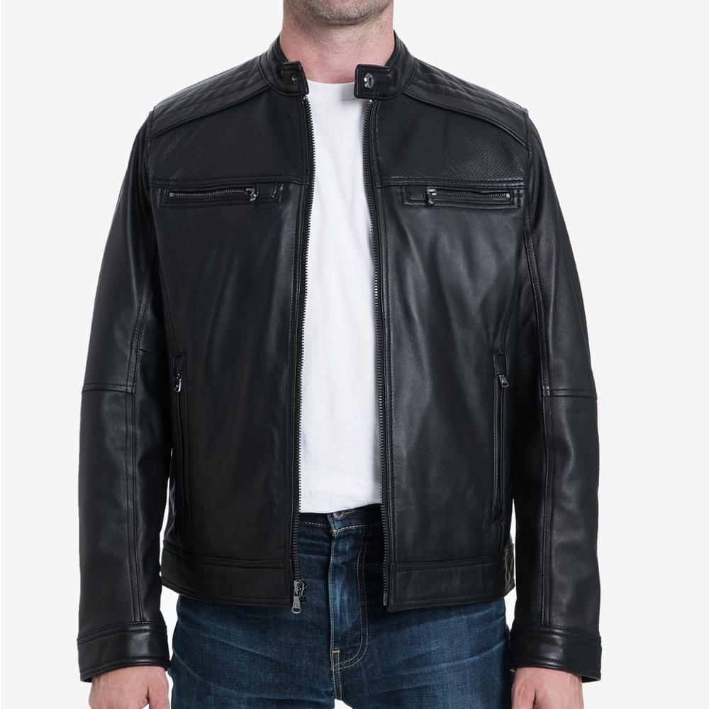 Michael Kors Men's  Leather Moto Jacket